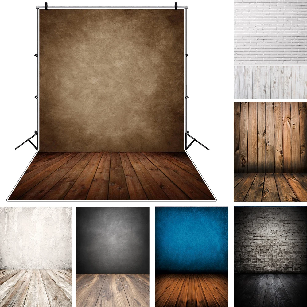 Wooden Board Floor Brick Wall Background For Photography Gradient Abstract Texture Baby Adult Art Portrait Backdrop Photo Studio
