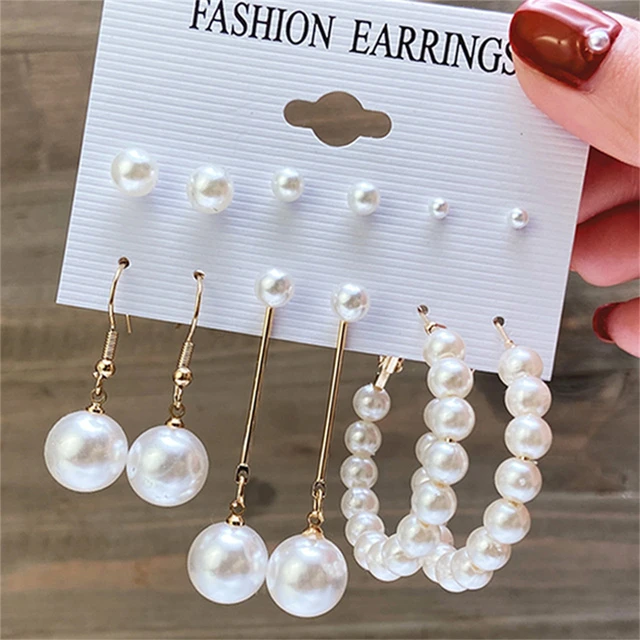 Korean Trendy Geometirc Butterfly Pearl Earrings Set For Women Resin Acrylic Star Heart Round Hoop Earrings Brincos Jewelry Gift ER22Y0291