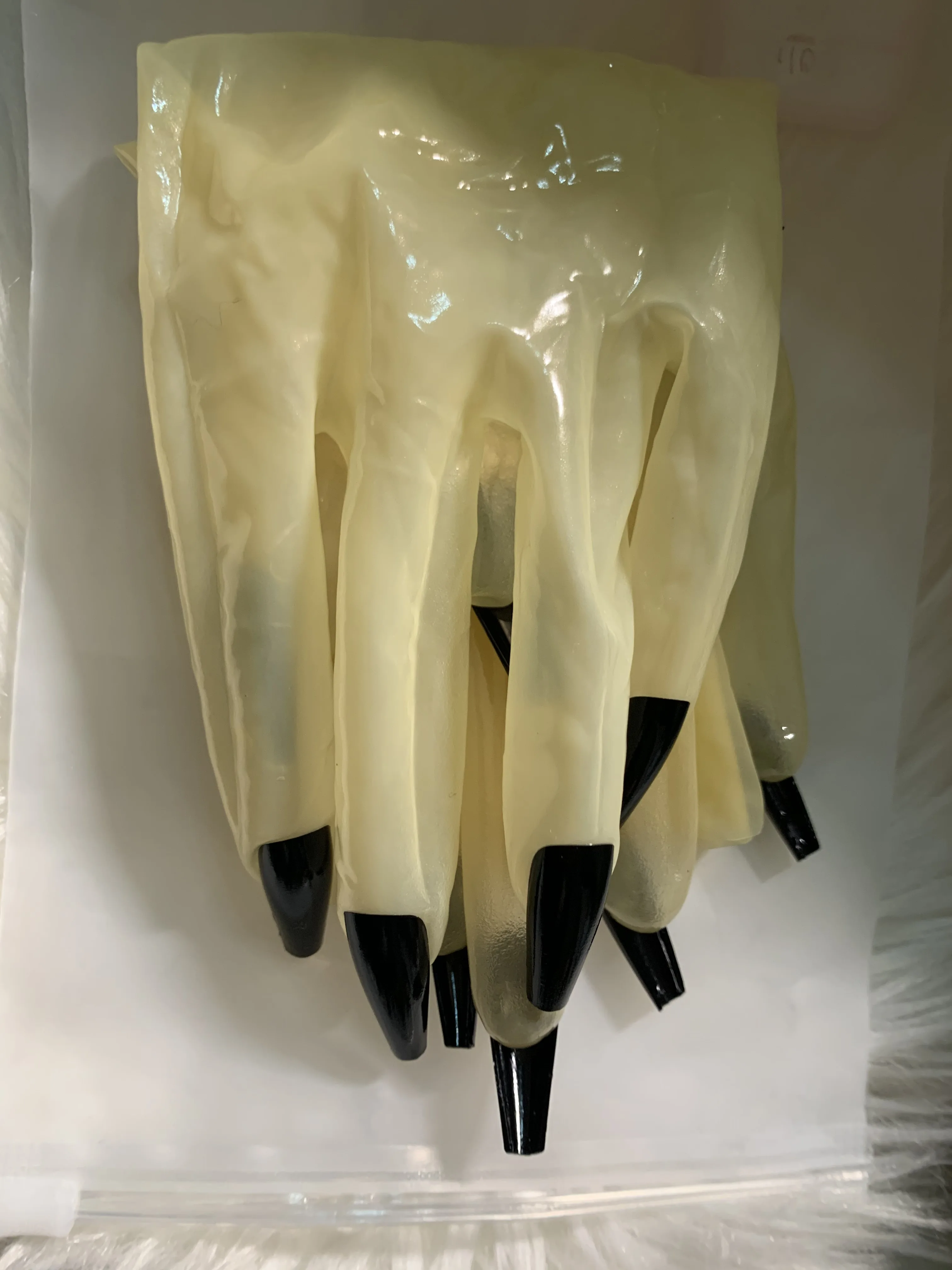 Crossdress Male To Female Oil Shiny Transparent Super Thin Latex Zentai Long Red Flat Nails Fetish Sheer Cosplay Kigurumi Gloves