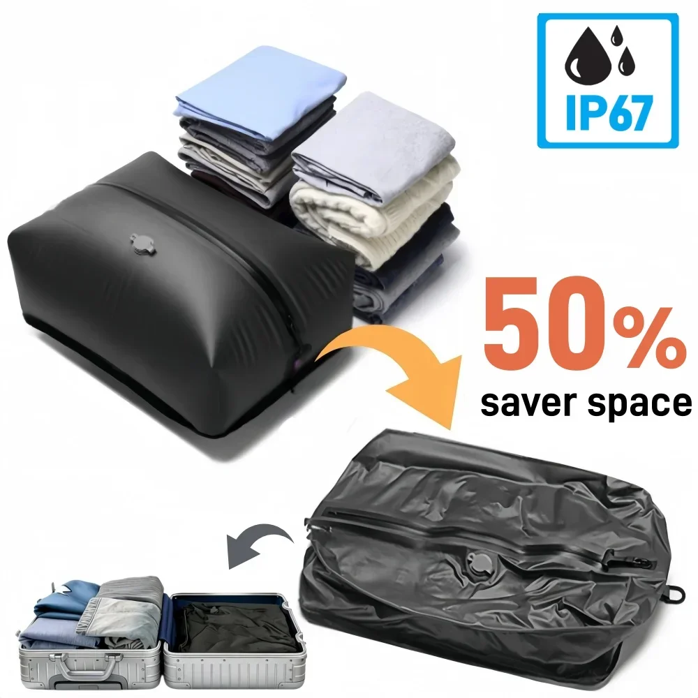 Travel Essentials Vacuum Storage Bags: Compression Packing Cubes & Clothes Organizer