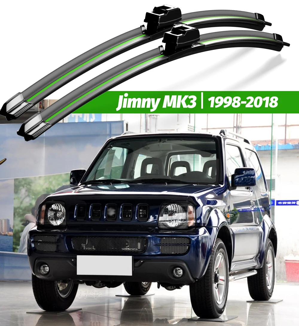Scheibenwischer LHD Frontwischerblätter für Suzuki Jimny MK3 1998–2018 Windschutzscheibe Windschutzscheibe Fensterbürste 18 Zoll + 16 Zoll Zubehör – Detail 1