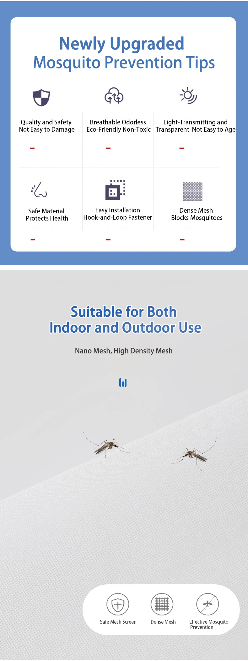 Description Picture 4 of itemWindow Screen â€“ Mosquito & Dust Defense Tool-Free Setup Ultra-Thin & Breathable Mesh Fits Most Windows & Patio Doors