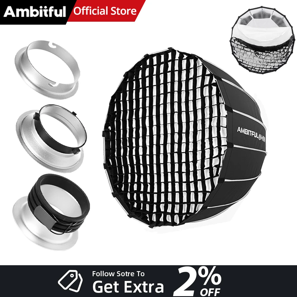 AMBITFUL QD-P70 70CM 퀵 릴리즈 파라볼릭 딥 소프트박스 그리드 ..