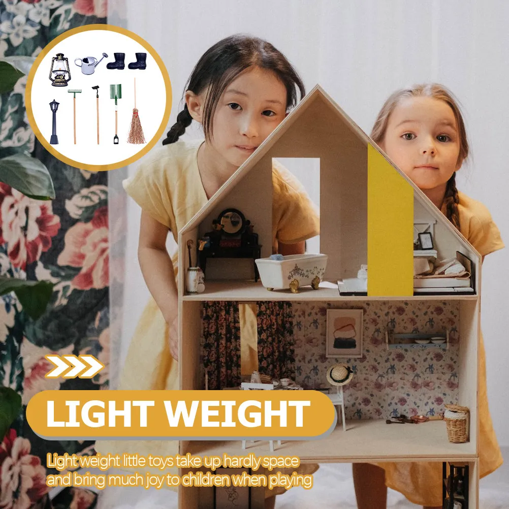 1 세트 미니어처 원예 도구 세트 현실적인 상세한 어린이 실습 학습 키트 인형 집을 위한 마이크로 풍경 DIY 액세서리