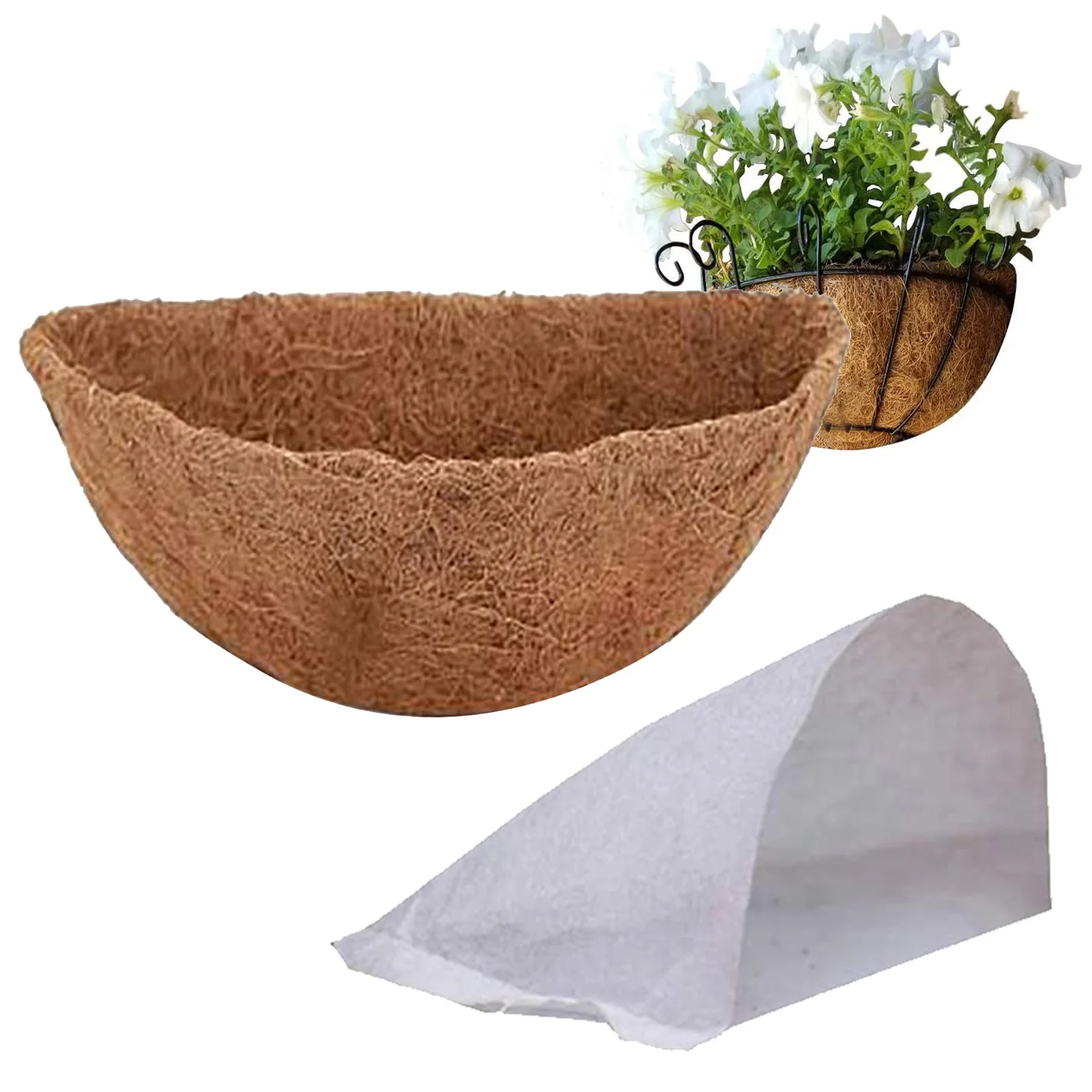 Coco Fiber Liners For Planters 14 Inch Round Replacement Coconut Fiber Planter Liner Good Water Retention Better Breathability