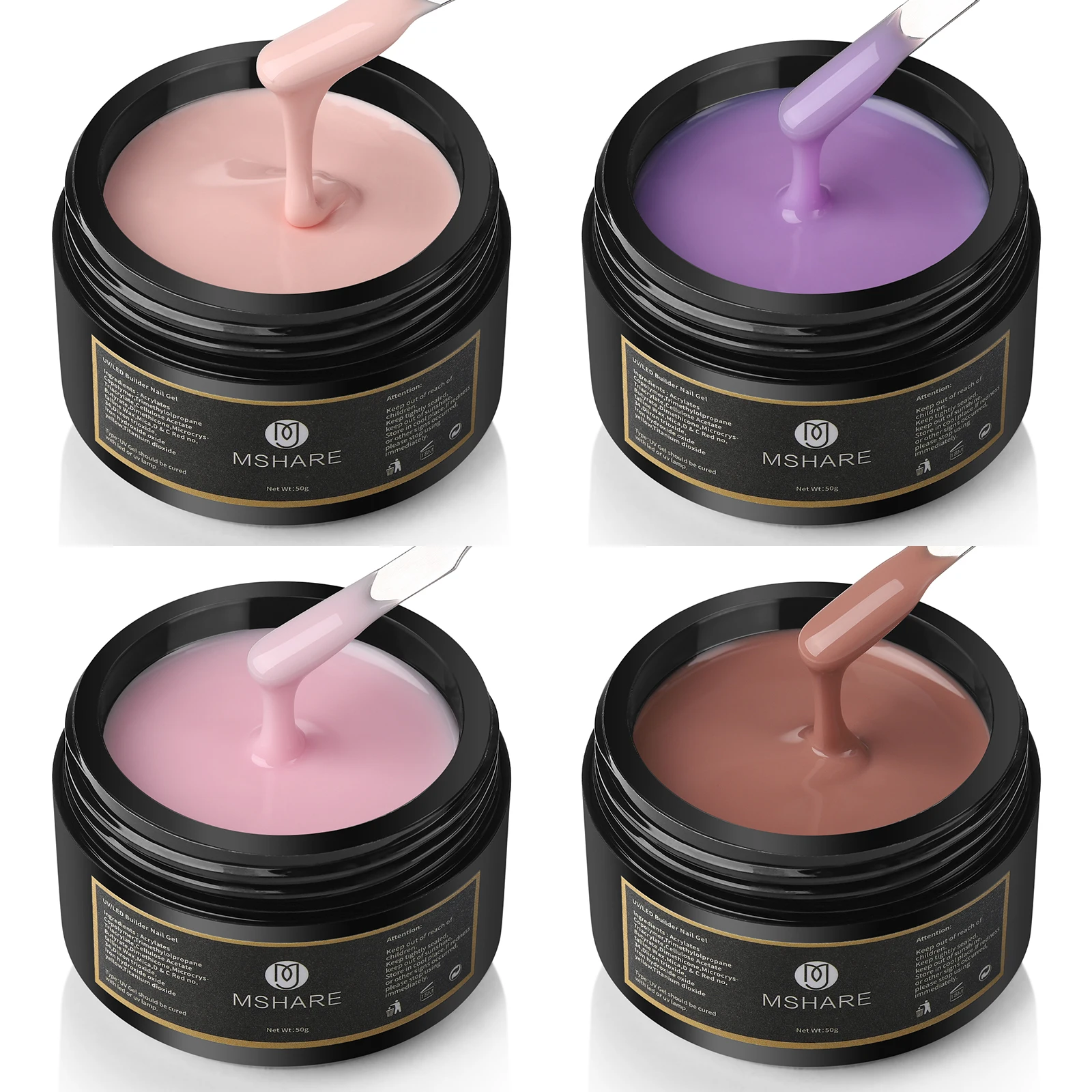 MSHARE 50g Milky White Natural Pink Builder Nail Gel for Nails Extension Overlay Running Thin Liquid Gel in Jar 6