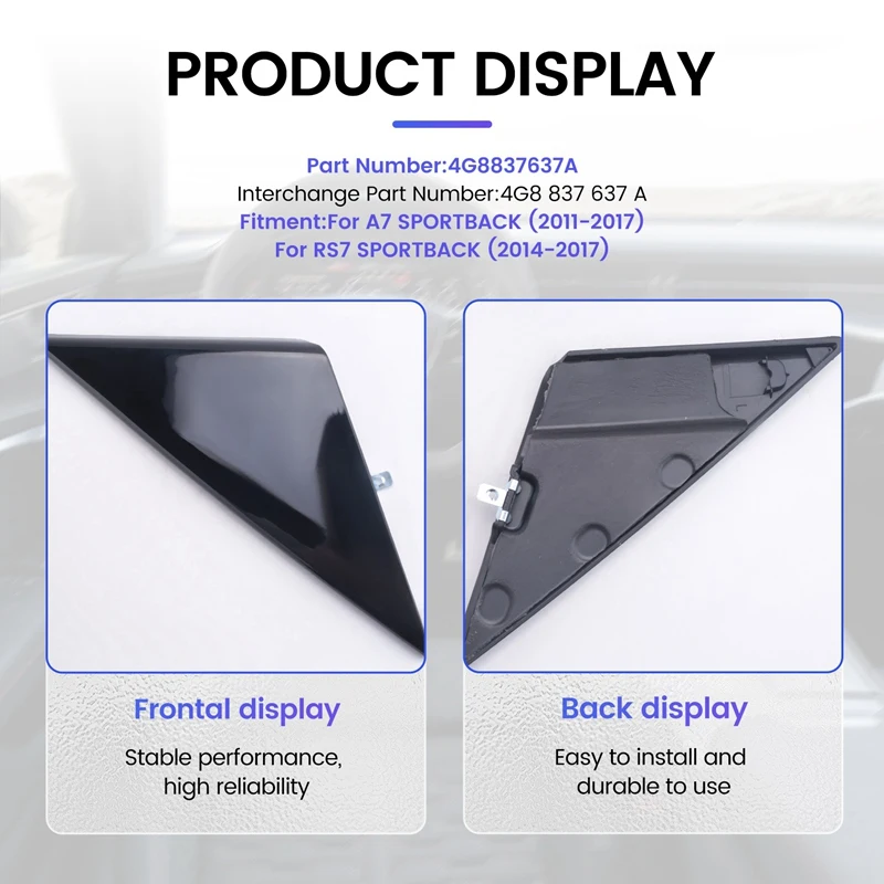 Front Door Mirror Corner Trim Cover For A7 RS7 Sportback 2011- Rearview Mirror Triangle Panel