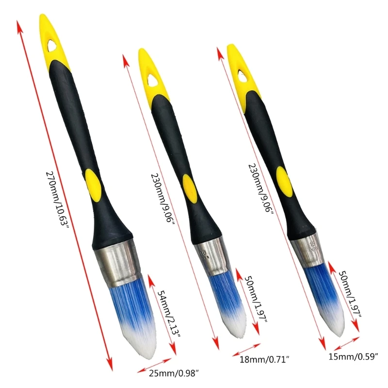 Small Paint Brushes Rubber Paint Brushes 5/8&rdquo; 3/4&rdquo; & 1&rdquo; Trim for DIY