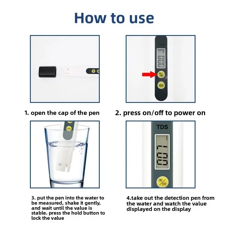 TDS Meter Digital Water Tester 0-9990ppm Drinking Water Quality Analyzer Monitor Filter Rapid Test Aquarium Hydroponics Pools