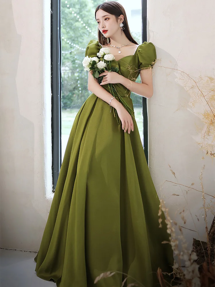 

Harajpee Green Evening Dresses Women Banquet Elegance Long Style Celebrity Dress Host Autumn Winter Art Exam Chic Vestido 2024