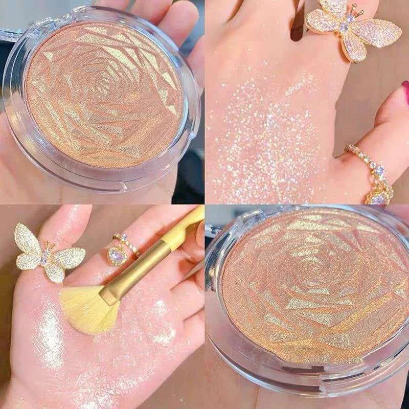 4 Colors Highlighter Galaxy Diamond Glitter Highlighter Dust Pigment Loose  Powder Contouring Lasting Face Shimmer Palette Makeup