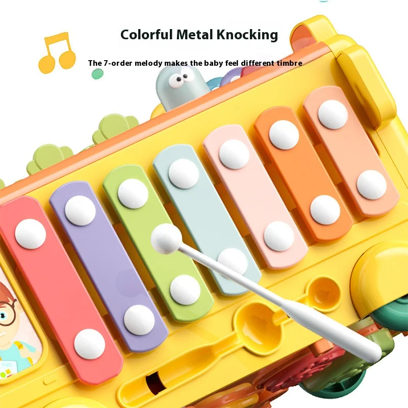 Multifunction Bus Children Toys Musical Instrument Cartoon Pulling Out Carrots Baby Montessori Educational Toys Bus Storage Box 4