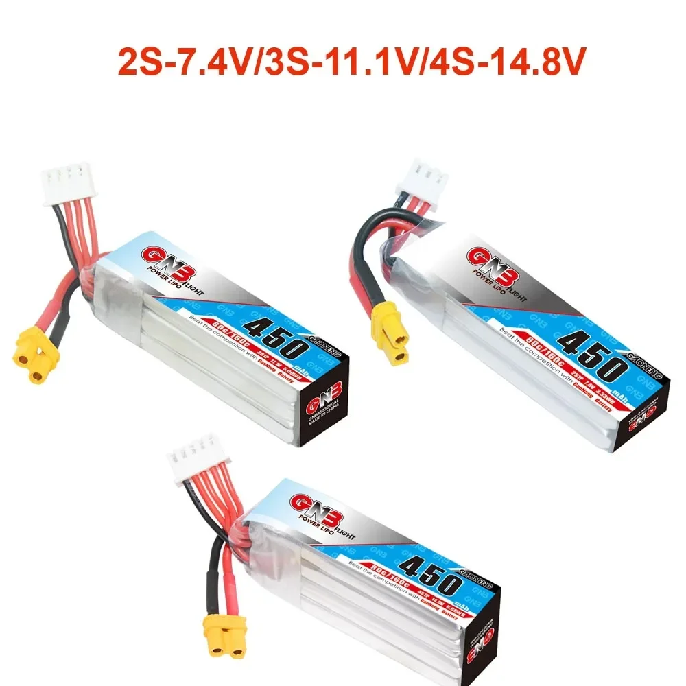 

GAONENG 2S-7.4V 3S-11.1V 4S-14.8V 450mAh 80C/160C Long Type GNB Lipo Battery For FPV Drone RC Helicopter Quadcopter Parts