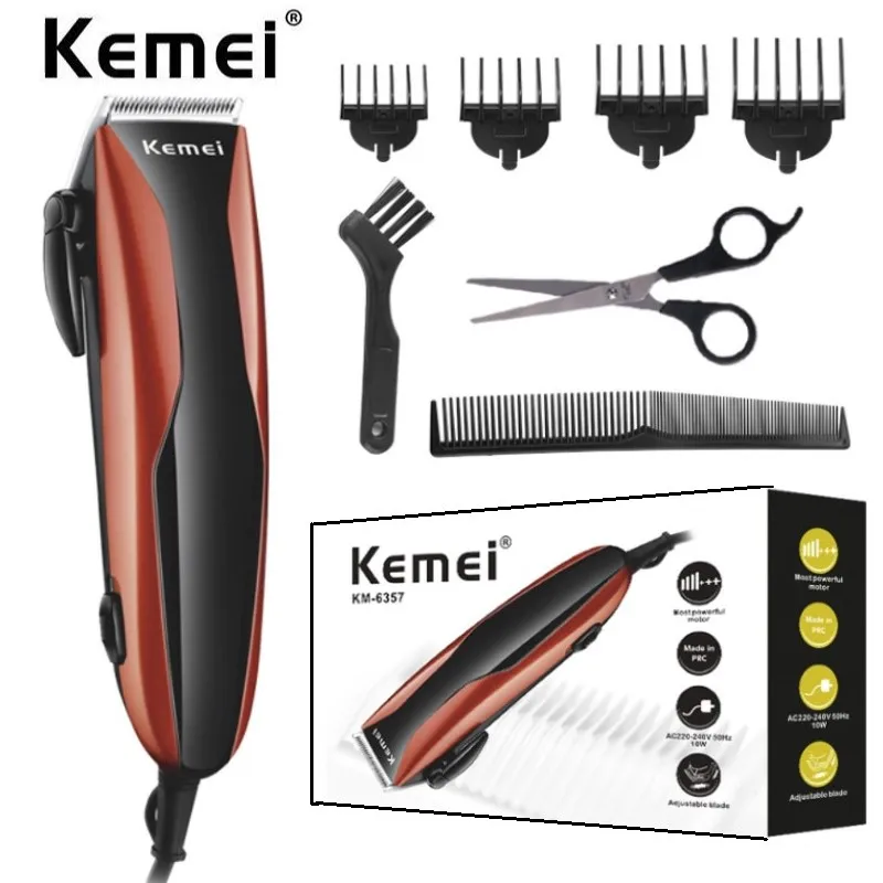 

Профессиональная машинка для стрижки волос от Kemei, мощный Проводной Электрический триммер для стрижки волос с регулируемой длиной лезвия из нержавеющей стали