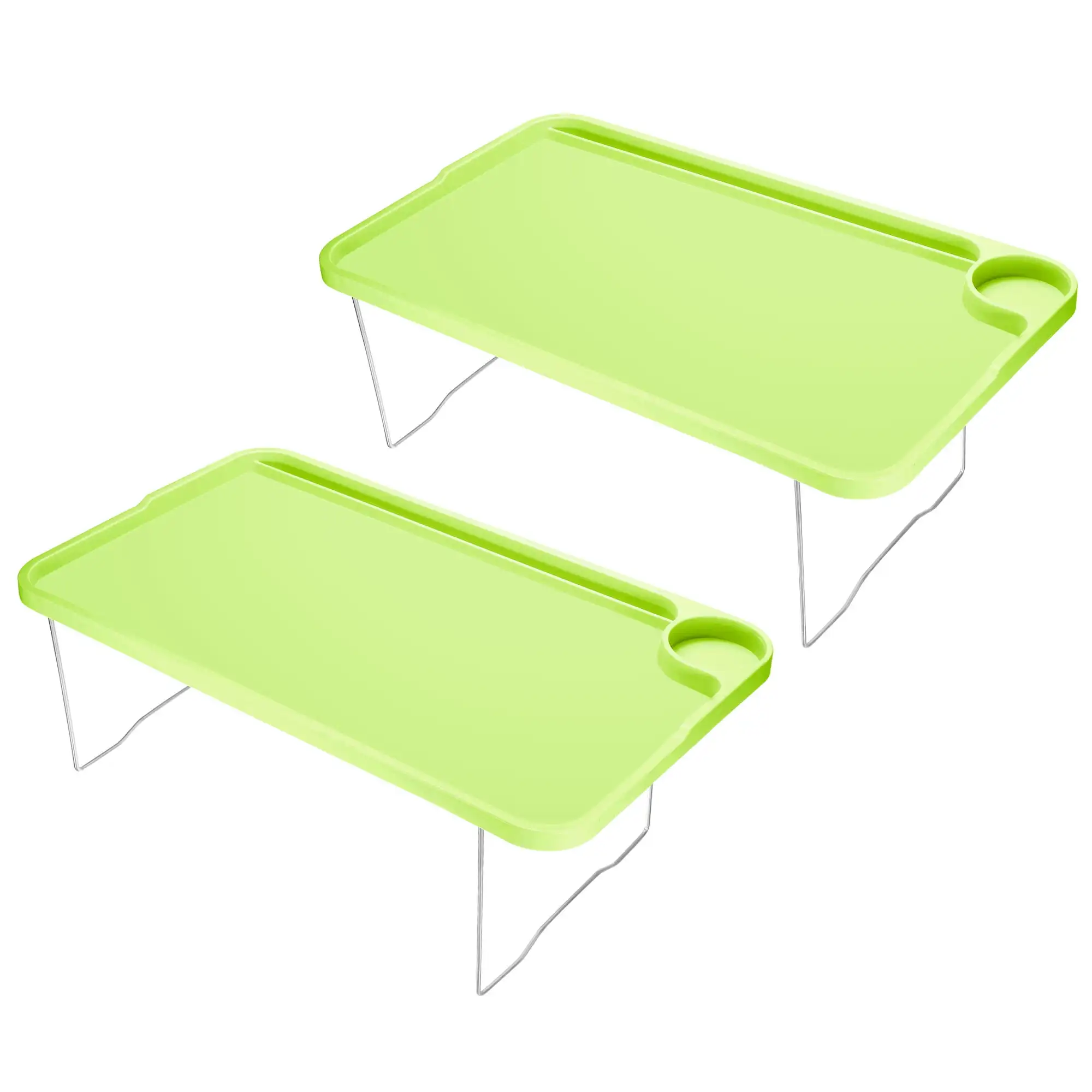 

Unique Bargains Breakfast Tray Tables with Folding Legs Laptop Snack Desk for Eating Green