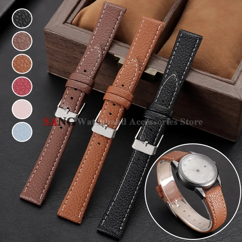 Sleek Vintage Cowhide Leather Watch Band - Ultra-Thin Strap for Sport and Smart Watches