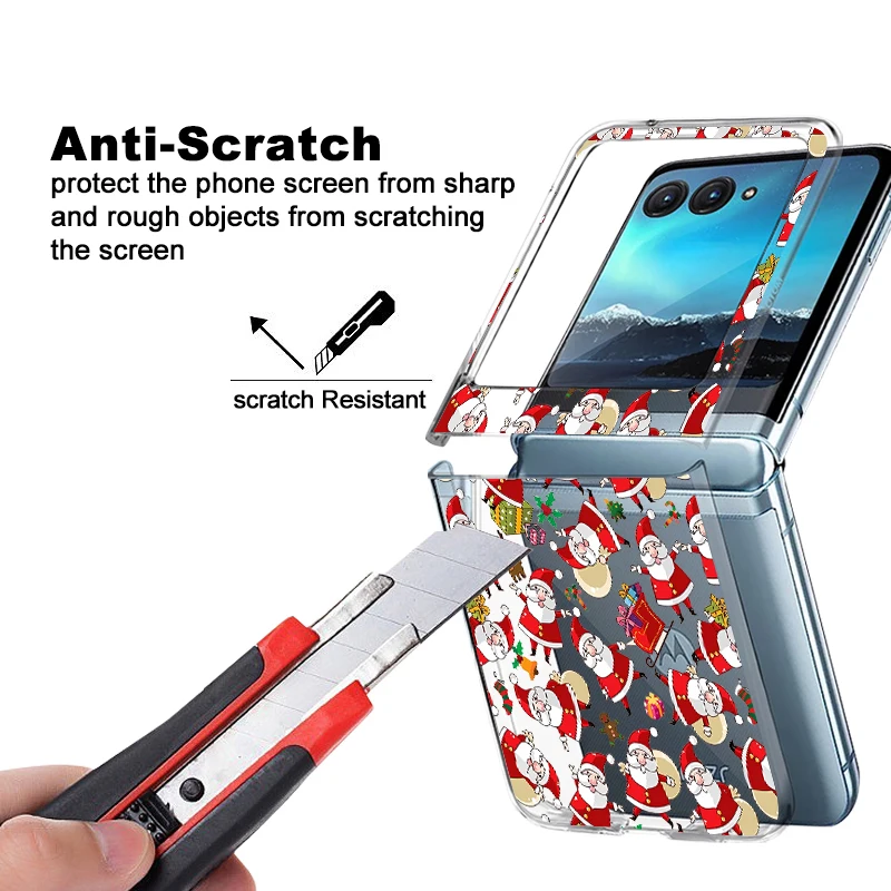 Festive Snowman Patterned Shockproof Clear Hard Folding Phone Case