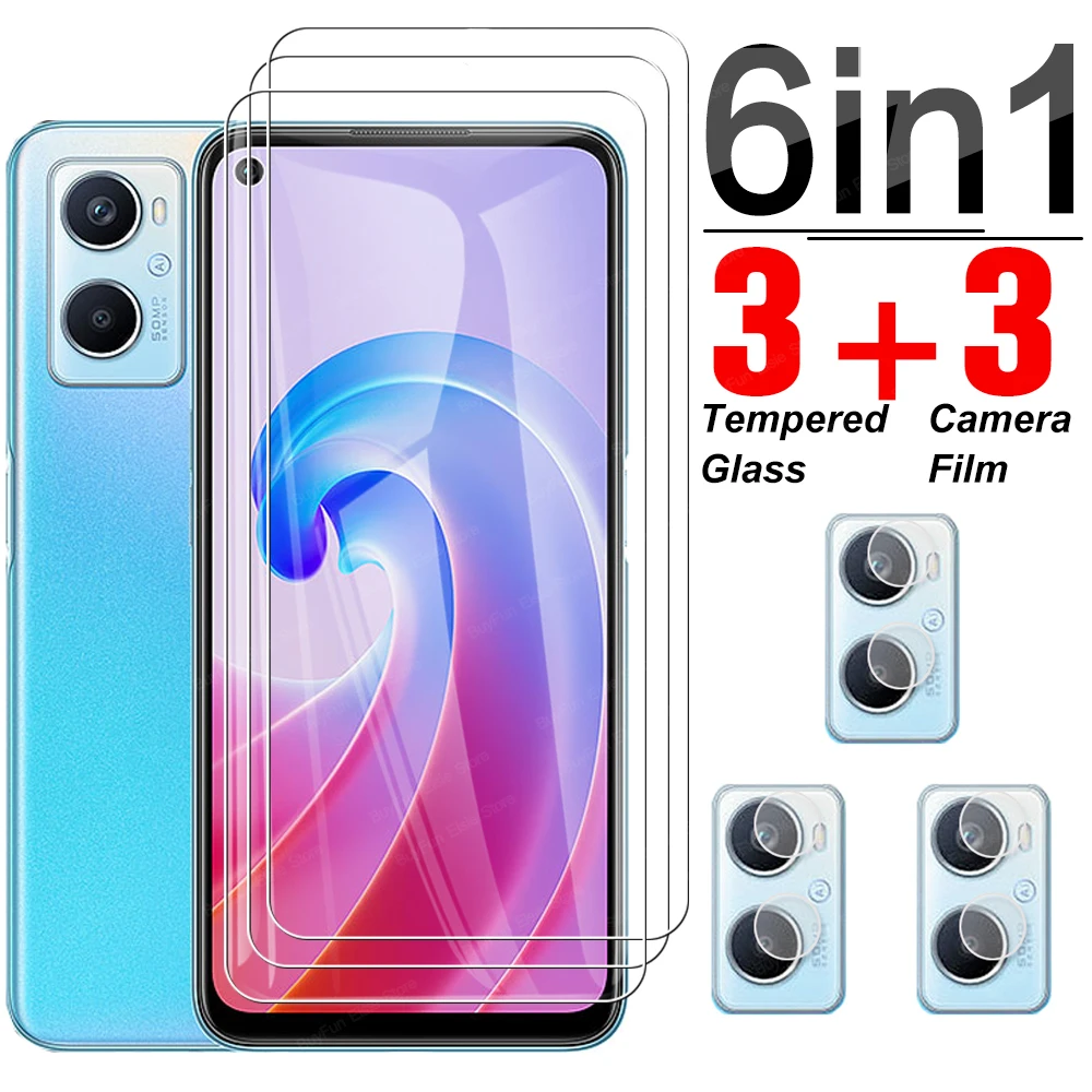 

6 in 1 Tempered Glass For Oppo A96 Screen Protector Full Cover Camera Lens Film For Oppo A96 A 96 CPH2333 Protective Glass