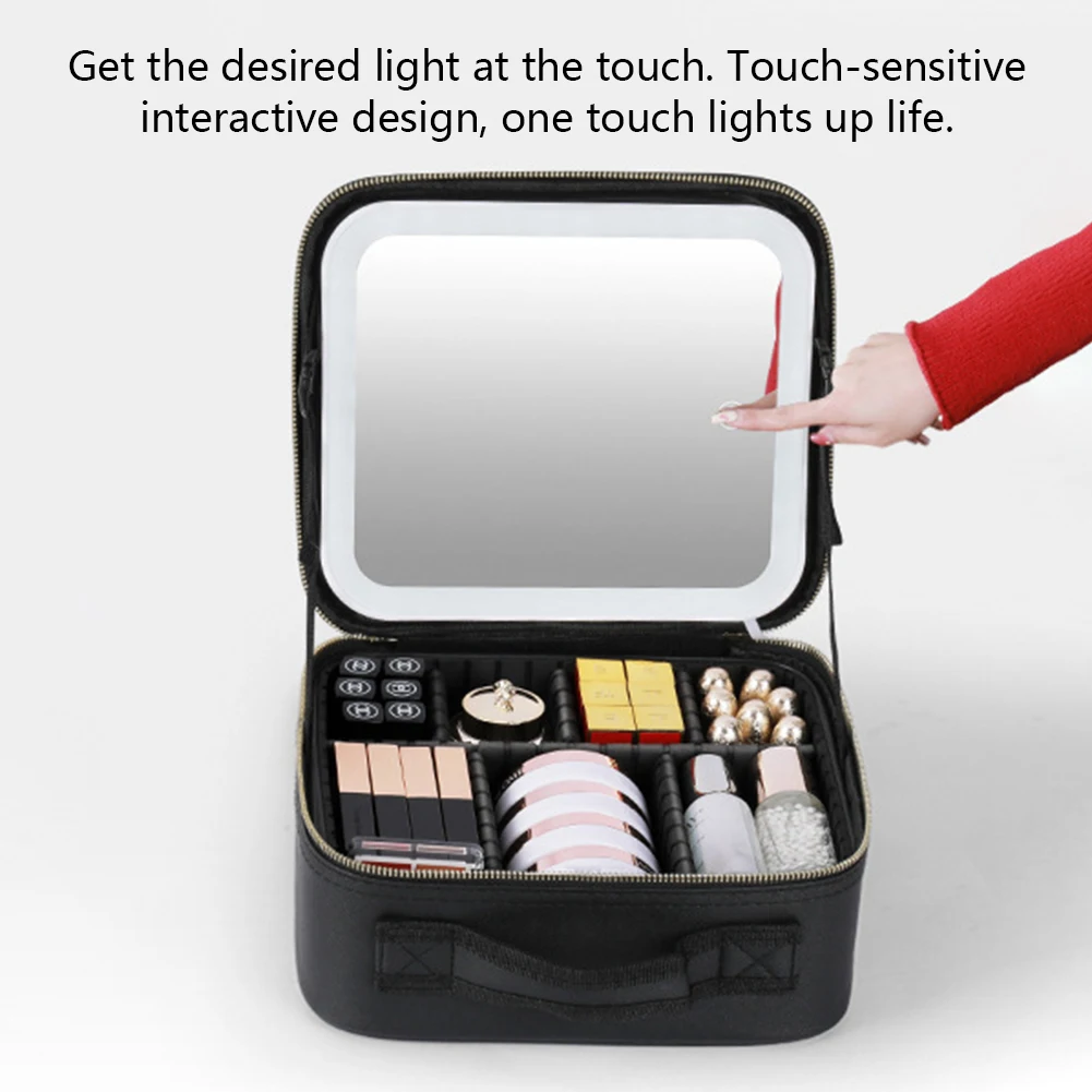 Smart LED Cosmetic Case with Mirror Cosmetic Bag Travel Makeup Bags for Women Fashion Portable Storage Bag Travel Makeup Bags 6