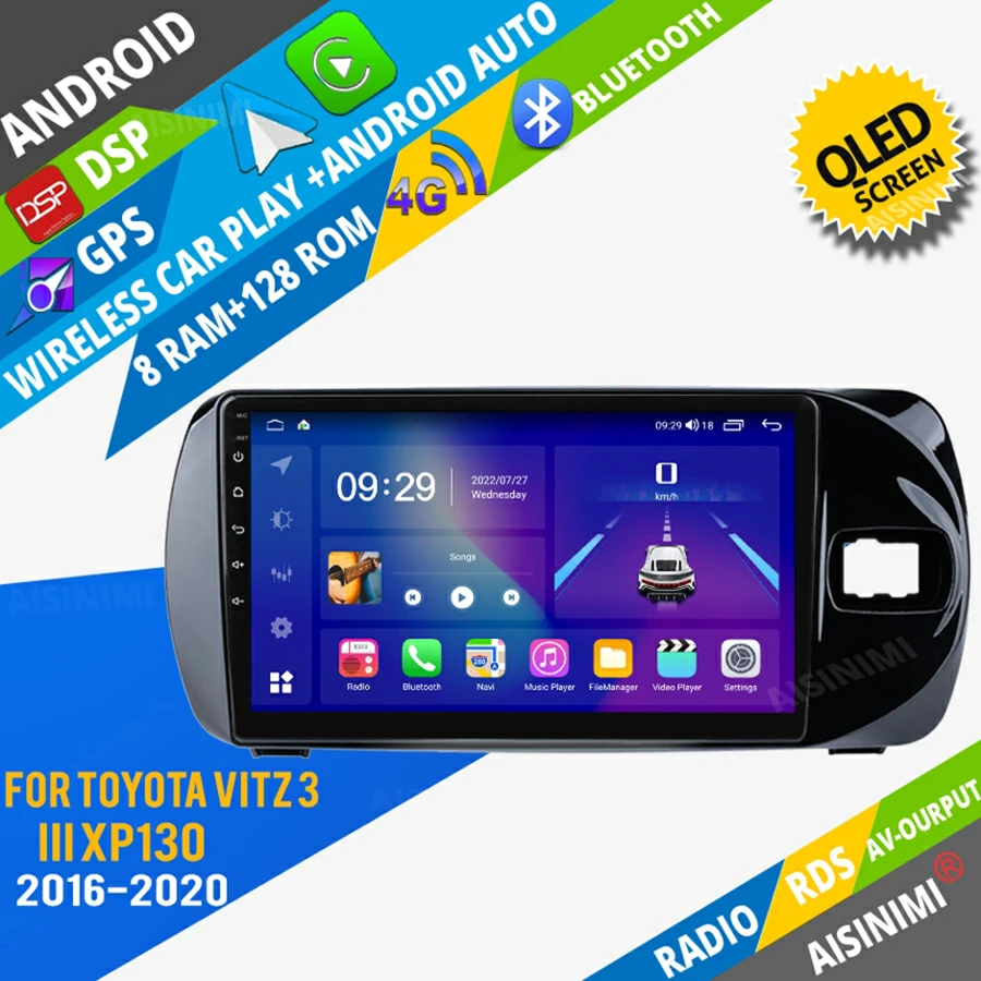 

AISINIMI Android Car Dvd Player navigation For Toyota Vitz 3 III XP130 2016 car radio Car Audio Gps Multimedia Stereo Monitor