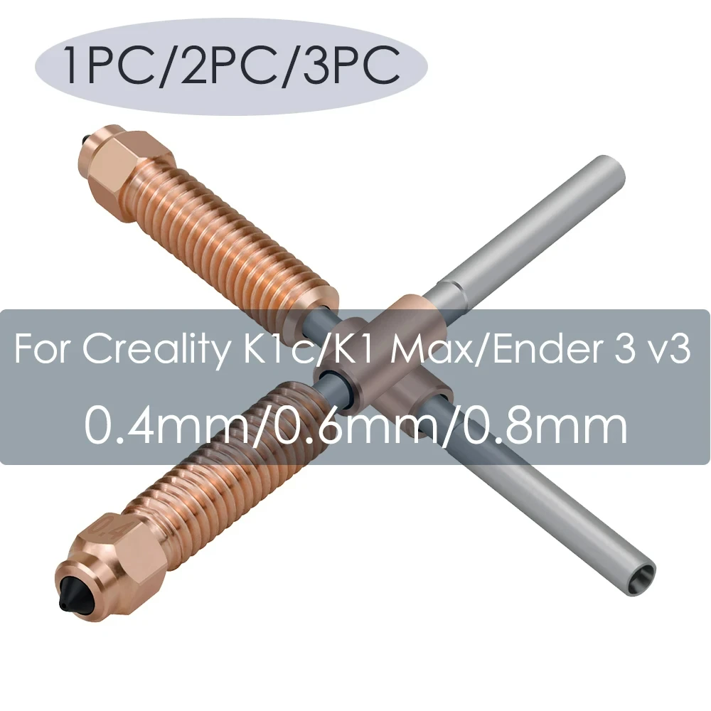 Creality K1 Max K1C Ender-3 V3 용 올인원 구리 티타늄 깍지, 고속 유량 업그레이드 0.4 0.6, 0.8mm 퀵 스왑 깍지