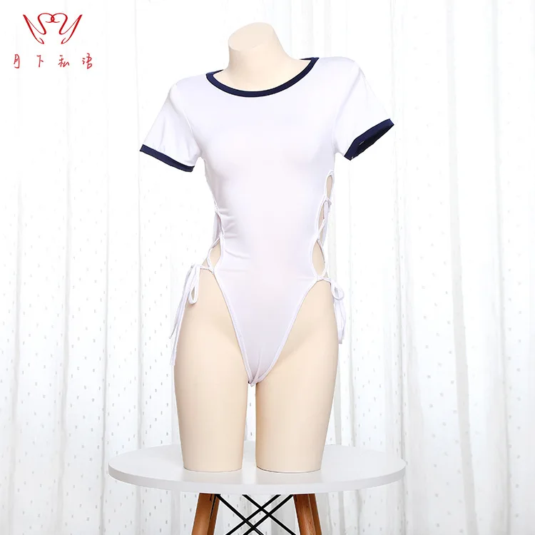 

White Tight fitting Student Underwear Jumpsuit Pajamas Nightdress Cosplay Costume Girls Women Uniform JK Dress