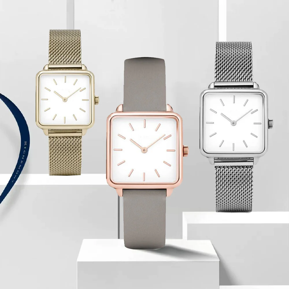 

Sdotter Simple Watches Women Luxury Brand Square Fashion Quartz Gold Stainless Steel Leather Dress Casual Ladies Wristwatch Mont