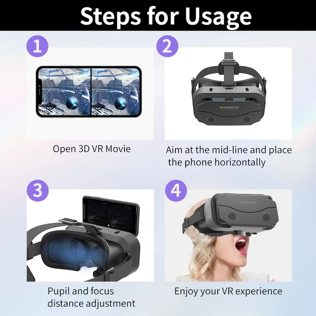 VR Glasses Virtual Reality Headset Viar Devices Helmet 3D Lenses 4