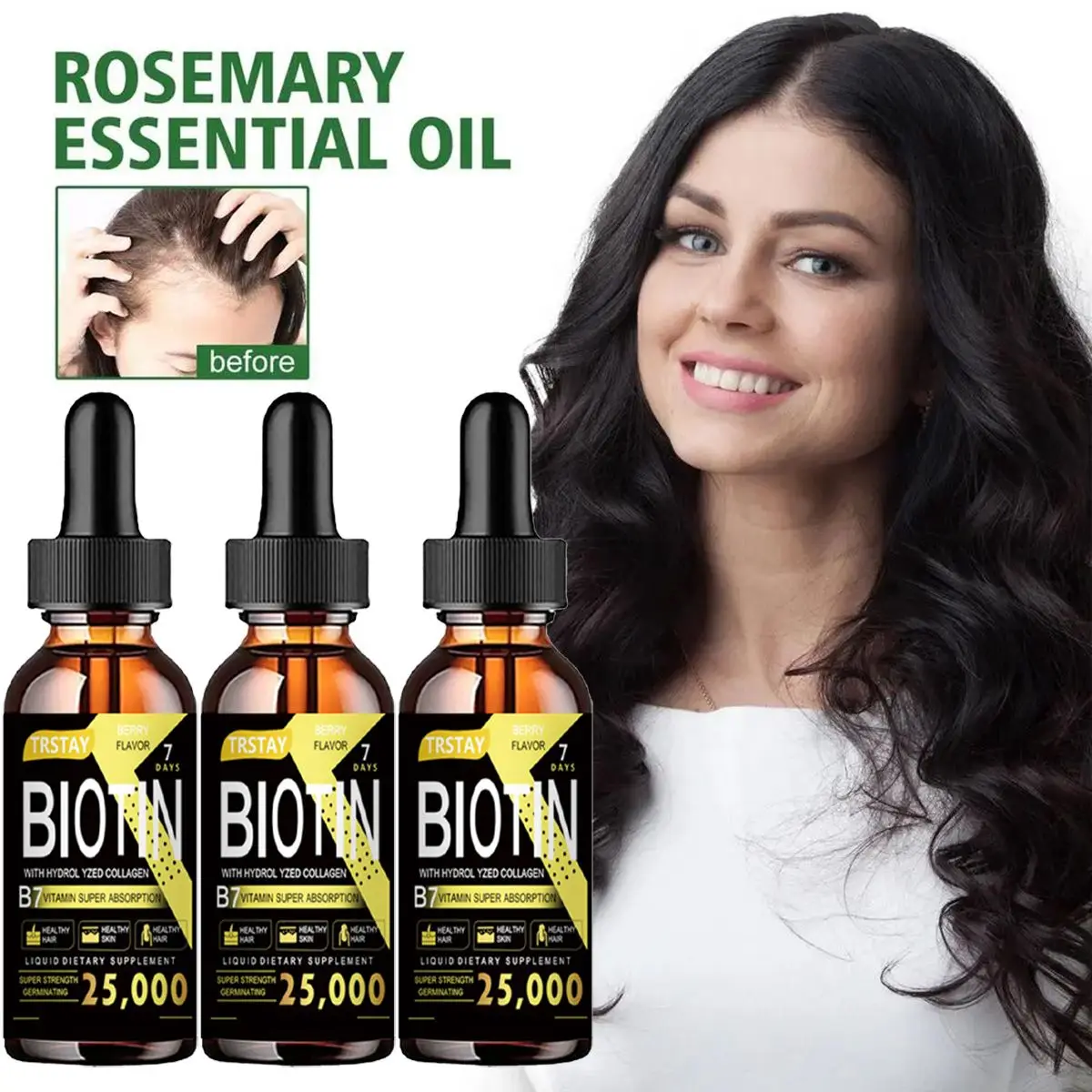 Hair Growth Essential Oil Strengthen Hair Roots Anti Loss Care for Men
