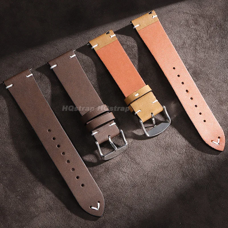 Handmade Vintage Cowhide Leather Watch Band with Quick Release