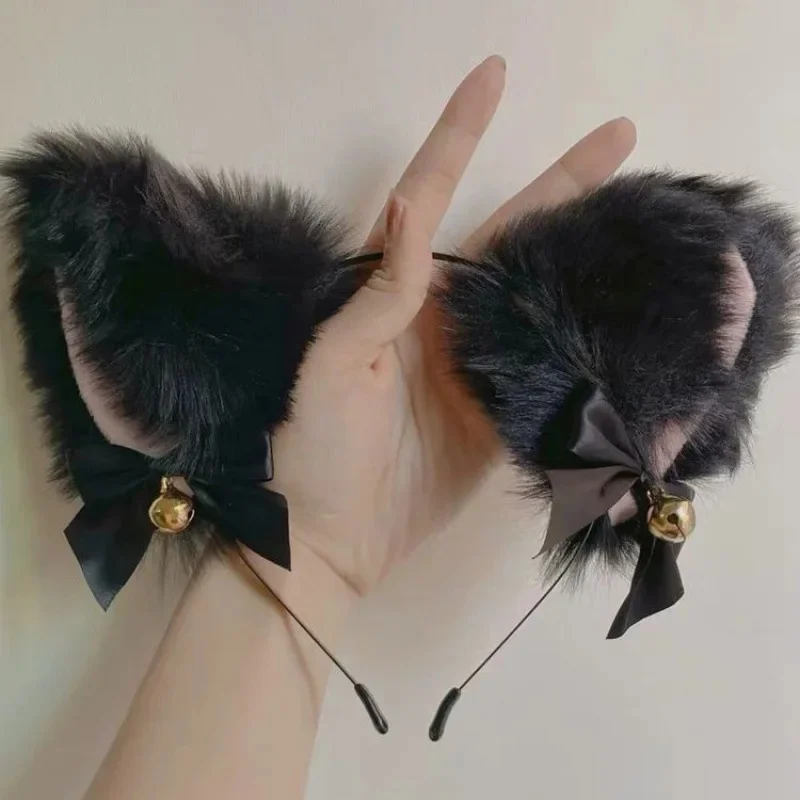 Black hair pink lining [cat ear headband]]