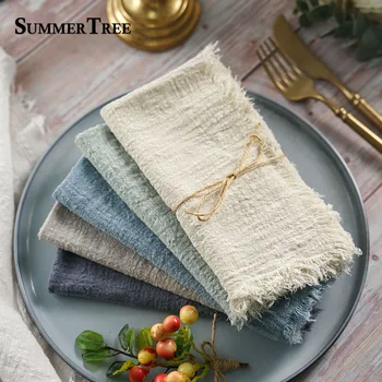 20 pz tovaglioli 41x41CM panno di cotone garza Retro Burr cucina rustica strofinaccio cena festa di nozze tovagliolo di natale decorazione della tavola 1