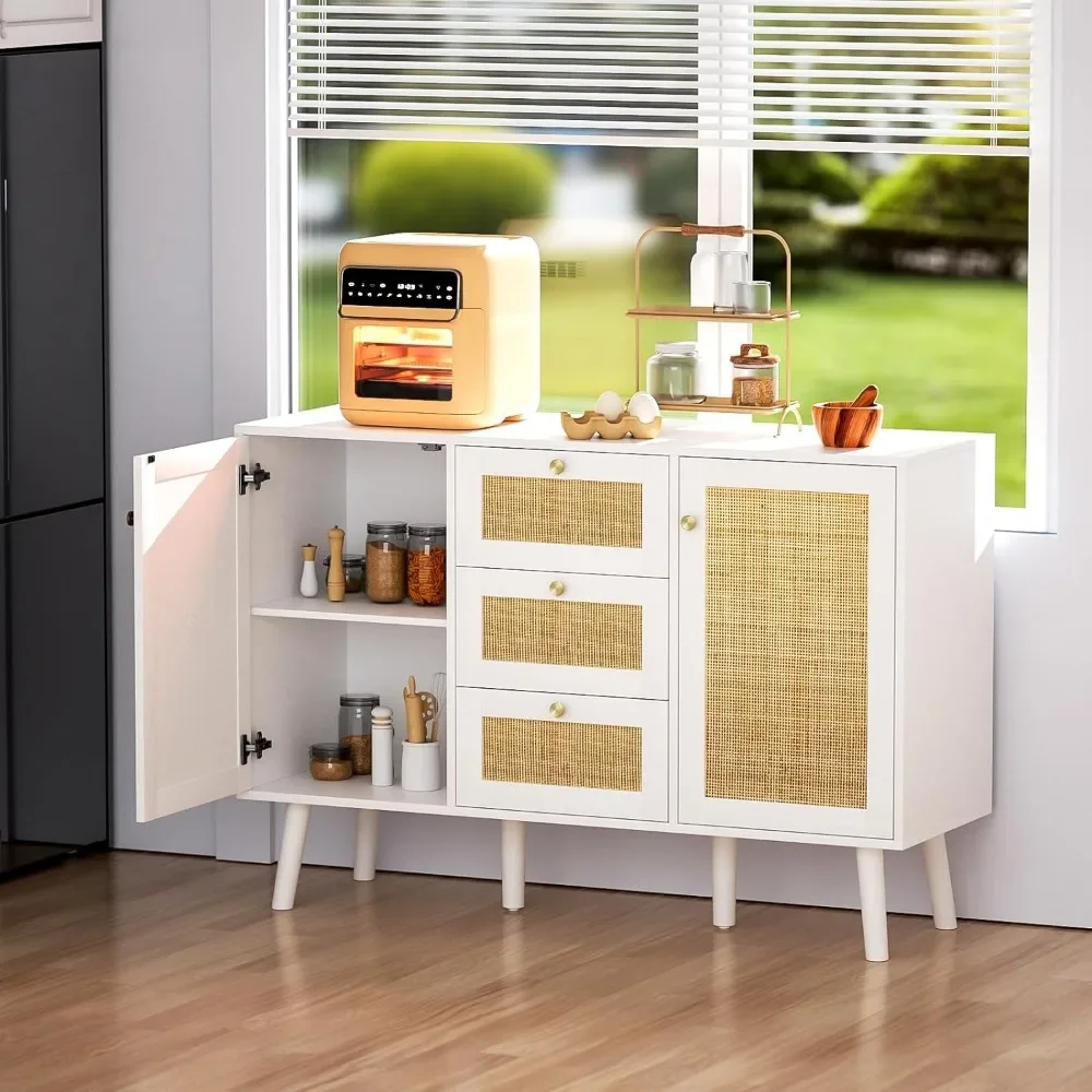 

Sideboard Storage Cabinet Living Room Rattan Door Sideboard Kitchen Cabinet With Drawers and Shelves Cabinets Locker Display