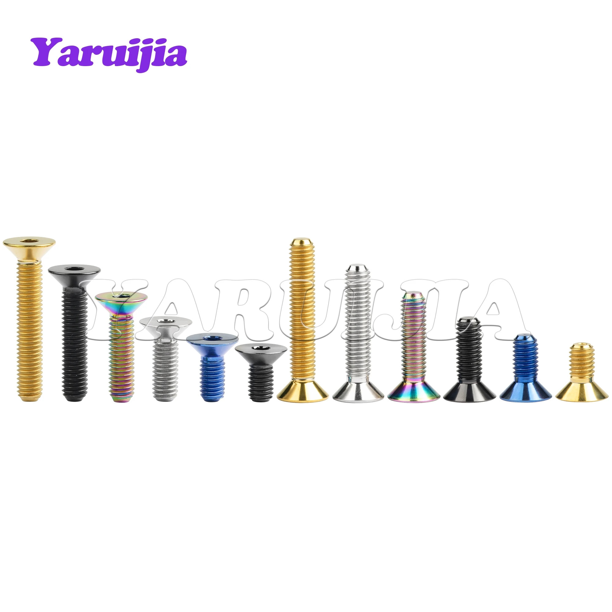 Titanium Bolts Yaruijia M3/M4/M5/M6x6/8/10/12/15/18/20/25/30/35/45mm Countersunk Inner Hexagon Socket Head Fastener For Bicycle