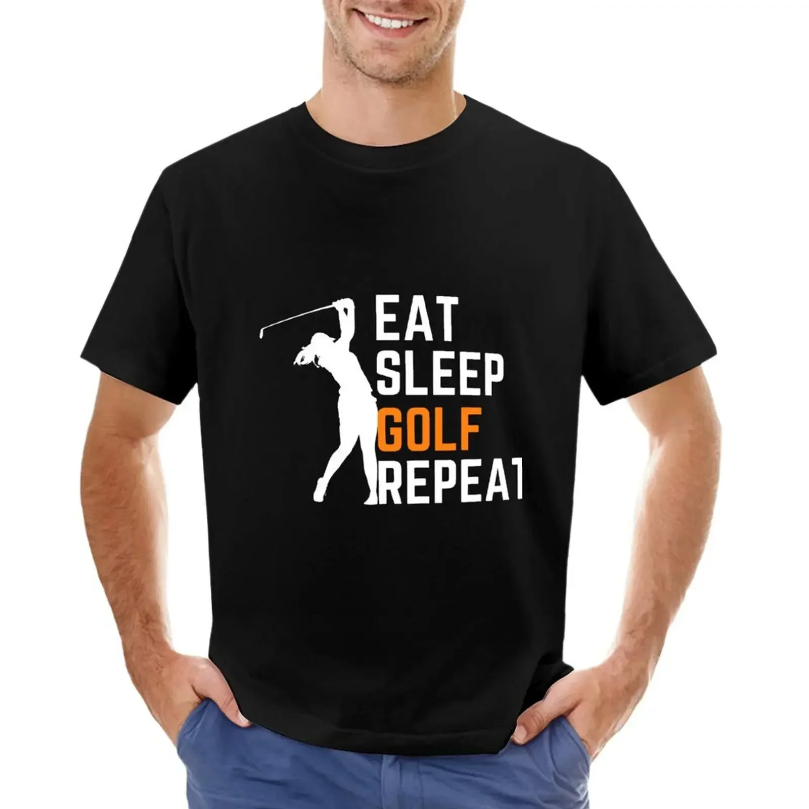 

Eat, Sleep, Golf, Repeat T-shirt for a boy vintage plus sizes fitted t shirts for men