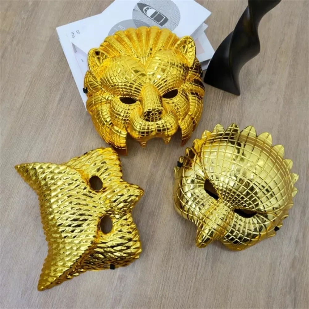 Tier-Leoparden-Gesichtsmaske aus Kunststoff, verstellbare Party-Ballmaske mit elastischen Bändern, goldene Kostüm-Cosplay-Maske, Kostümzubehör – Detail 11