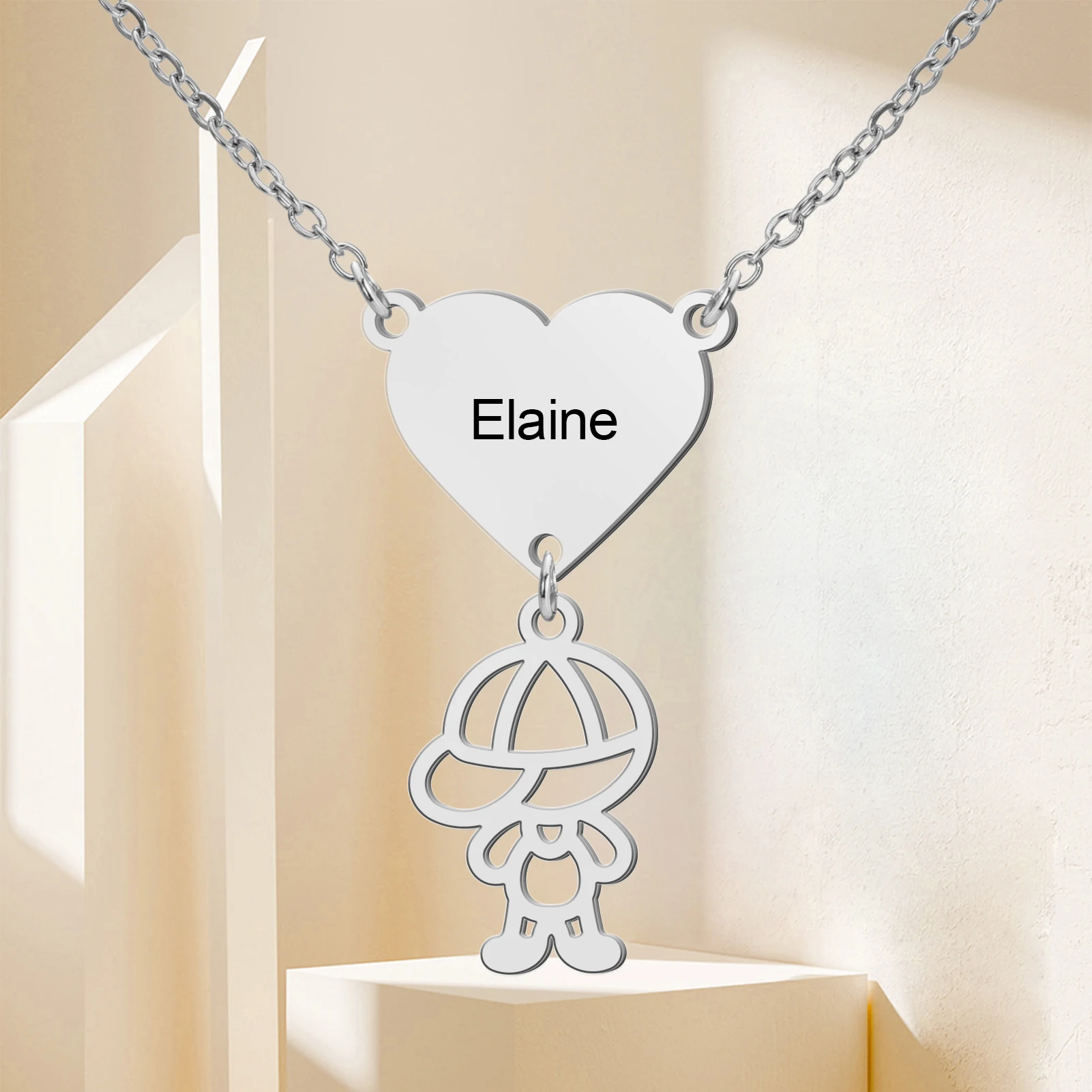 COOLTIME Süße Mädchen Junge individuelle Namenskette Edelstahl Mode personalisierte Paar Anhänger Halskette Schmuck Geschenk – Detail 7