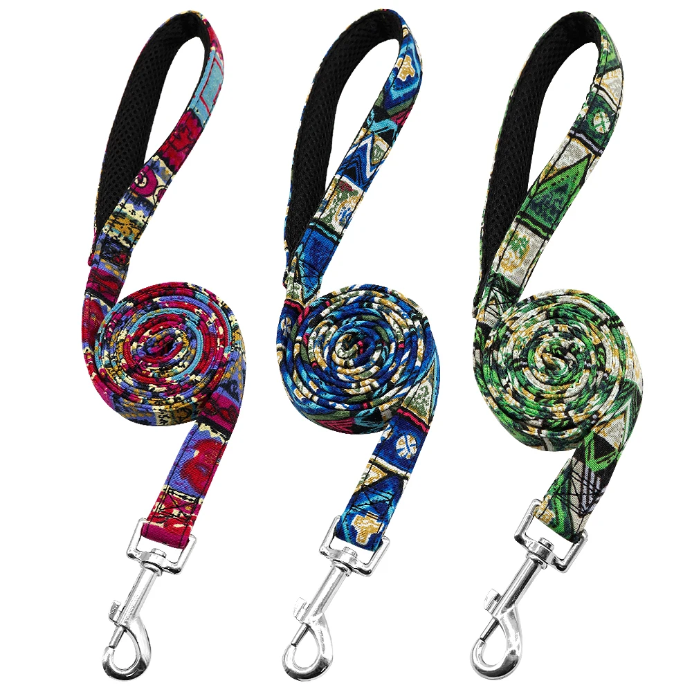 Dog Collars medium 150cm Nylon Dog Leash Colorful Print Dogs Cat Lead Rope Pet Belt Leashes for Dogs Cats Walking Training French Bulldog Pug gps dog collar