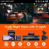 4K Car Dash Cam 3 Channels Video Recorder WIFI GPS Car DVR Parking Monitor Front With Rear View Night Vision Black Box for Car - Image 3