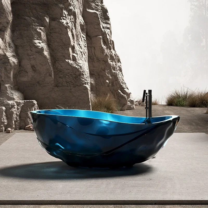 Water ripple freestanding bathtub hotel bathtub transparent colored crystal special-shaped bath