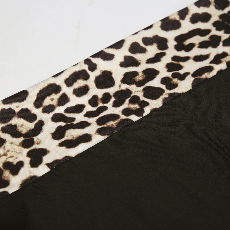 Leopard Sexy 2 Piece-Set Skirt Female Contrast Lace-Up Cropped Pullover And High Waist Skirt Sets Bandage Women's Outfits
