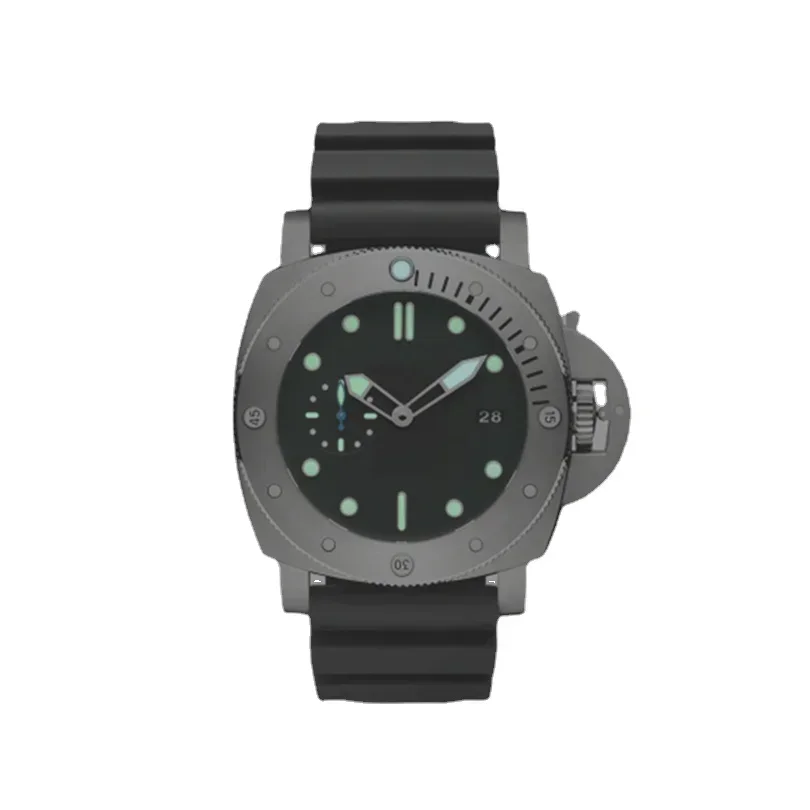 

Часы наручные мужские механические, Роскошные автоматические, из нержавеющей стали, с календарем, черные резиновые, 47 мм