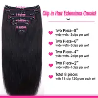 Clip dans les Extensions de cheveux cheveux humains naturel droit sans couture Clip ons Extensions de cheveux pince Invisible ins cheveux pour les femmes Clip ins 2