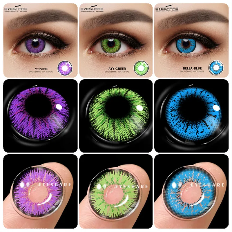 Eyeshare lentillas de colores para Cosplay, lentes de contacto azules