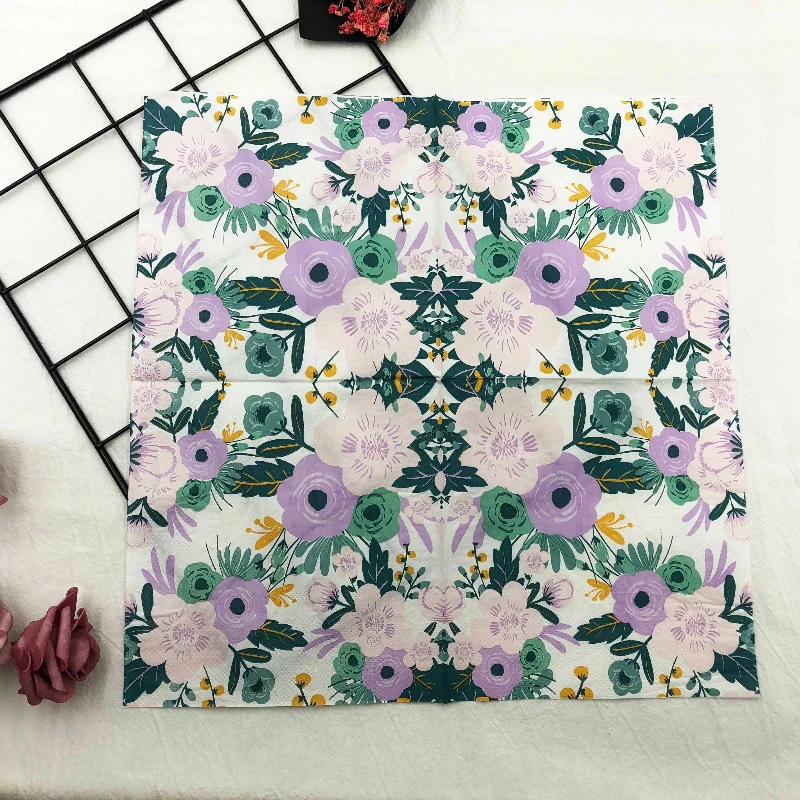 10/20pcs/Pac 2-Ply Colourful Printed Napkins New Floral Flower 2 Colors Creative Folded Napkins Wedding Party Baking Mouthcloths