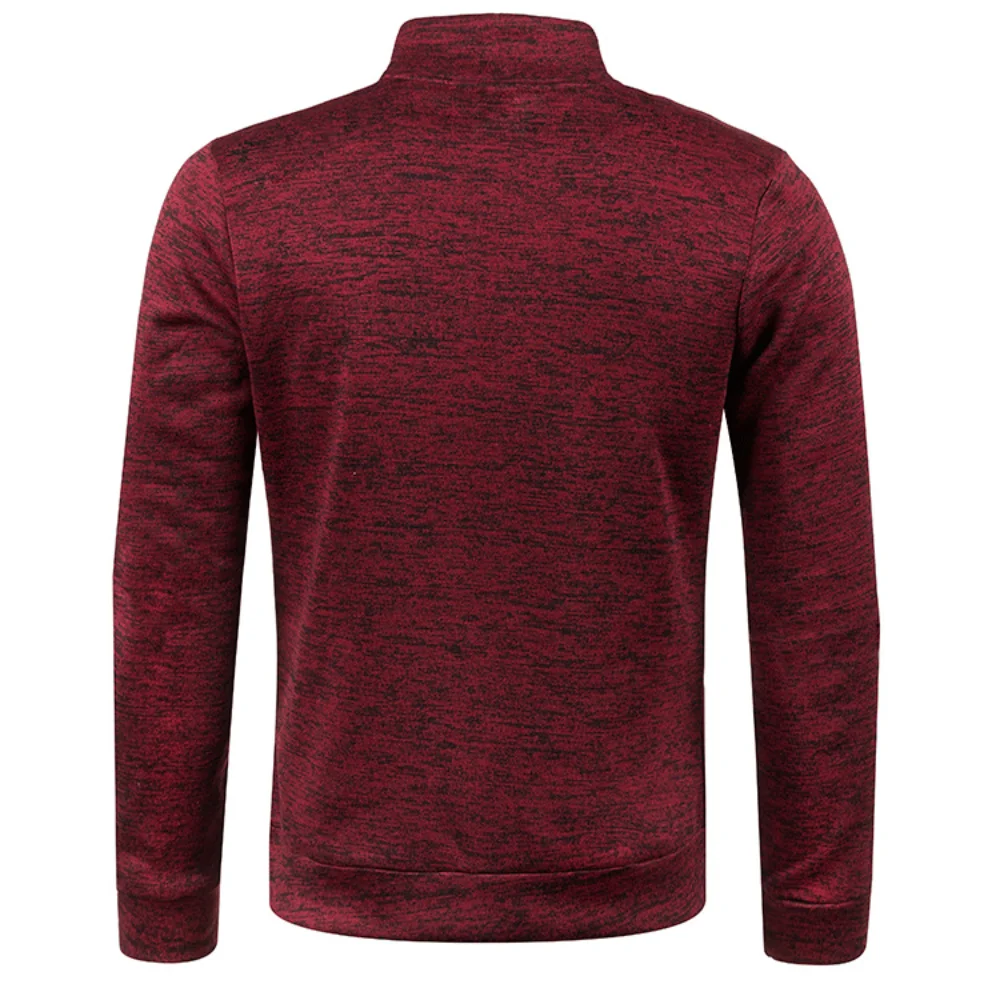 Men Autumn Winter Solid Color Long Sleeve Zipper Stand Collar T-shirts Pullover Top Sports Male Sweater Coat mens sweater coat