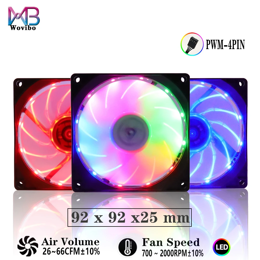 Wovibo-ventilador de Computador 90 mm 92 mm Pwm Pinos Ventilador Silencioso 12v 9cm para Chassi de Cpu Cooler Radiador