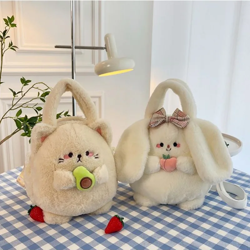 MBTI Plush Cute Womens Handbag Fluffy Bunny Fashion Soft Small Shoulder Bag Korean Popular Designer Female New in Crossbody Bag