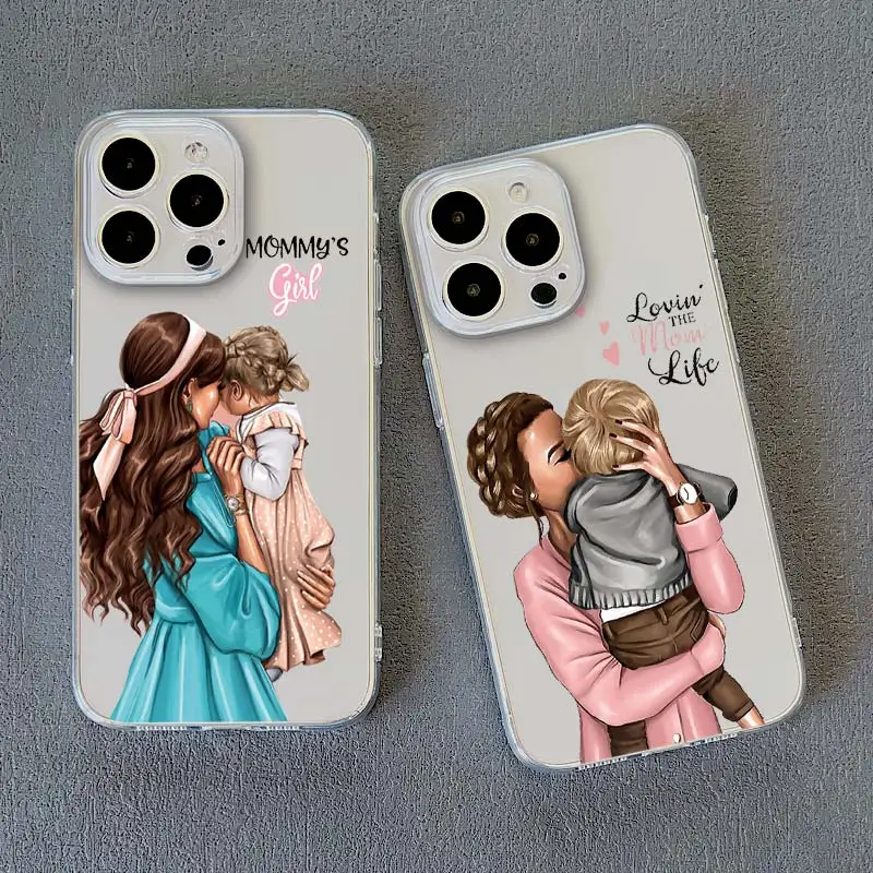 Stylish Family Mama of Girl Phone Case - Clear Transparent Cover