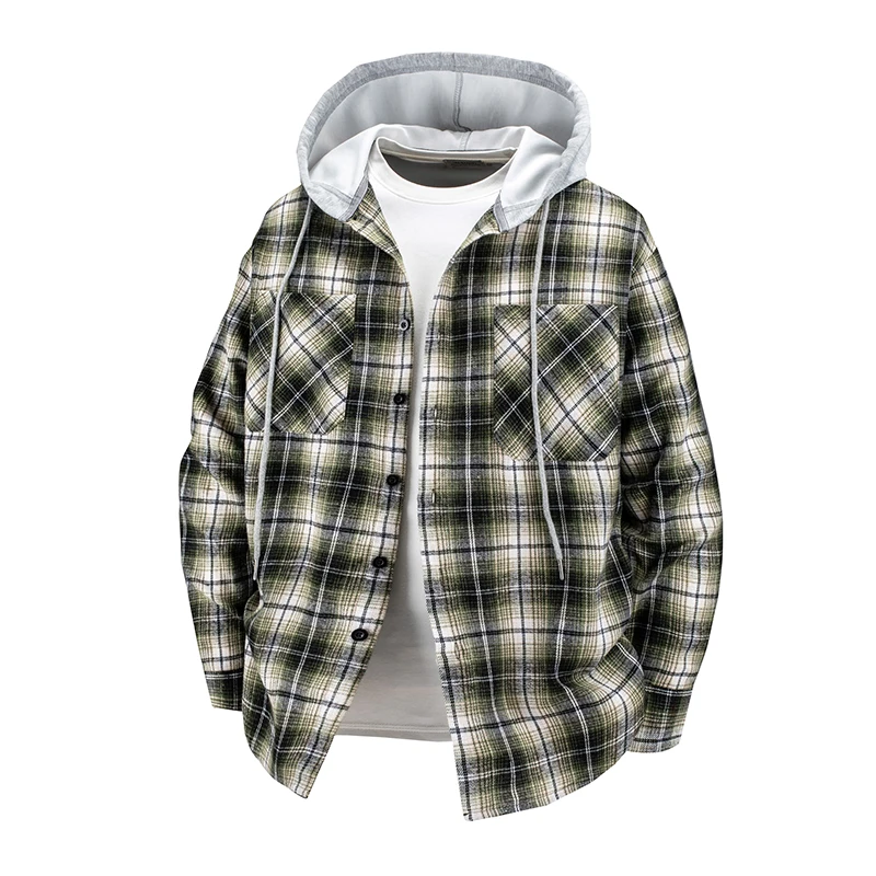new coat spring autumn men's loose plaid hooded shirt fashion casual long sleeved hip hop street style outerwear sport jacket New Coat Spring Autumn Men's Loose Plaid Hooded Shirt Fashion Casual Long sleeved Hip Hop Street Style Outerwear Sport jacket 4